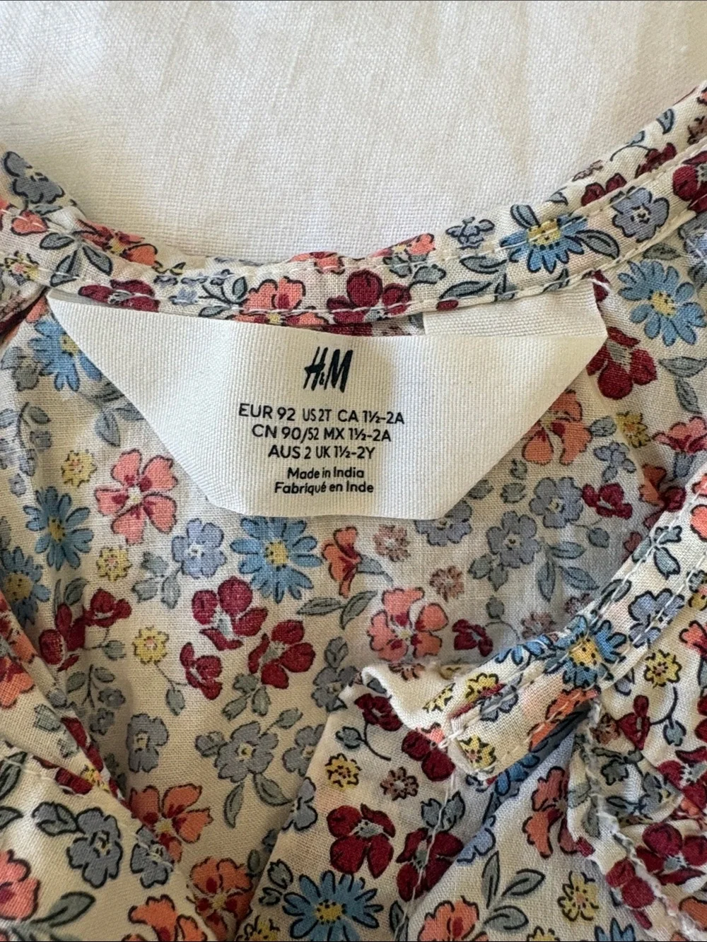 H&M Toddler Girl Floral Button-Front Blouse in Red and Blue